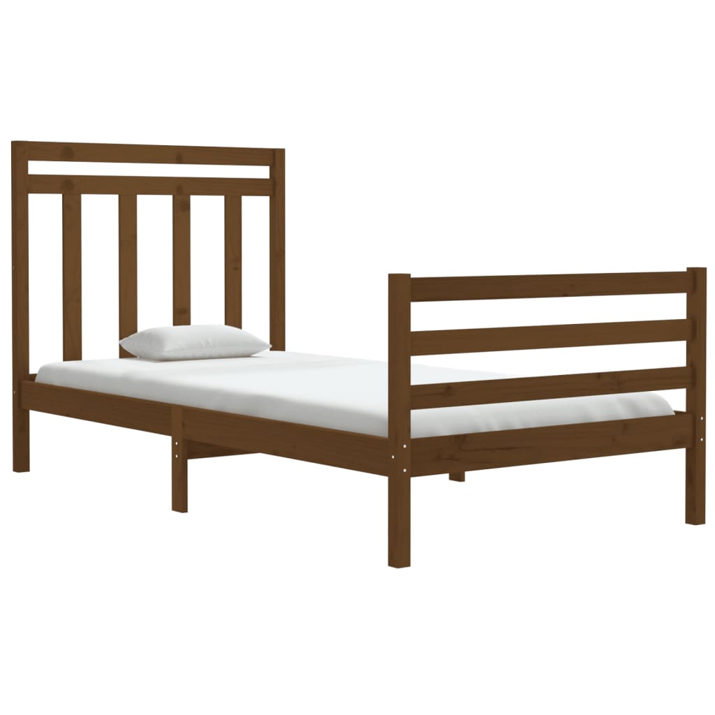 vidaXL Estructura de cama madera maciza marrón miel 100x200 cm