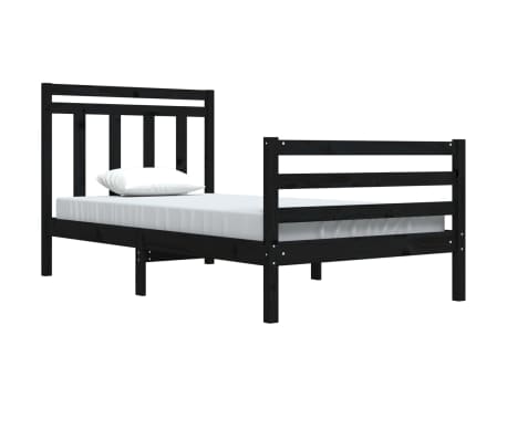 vidaXL Lovos rėmas, juodos spalvos, 100x200cm, medienos masyvas