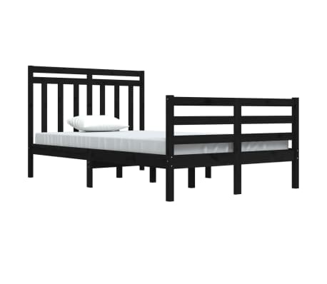 vidaXL Lovos rėmas, juodos spalvos, 120x200cm, medienos masyvas