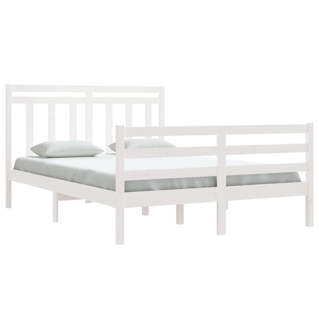 vidaXL Bedframe massief hout wit 140x200 cm