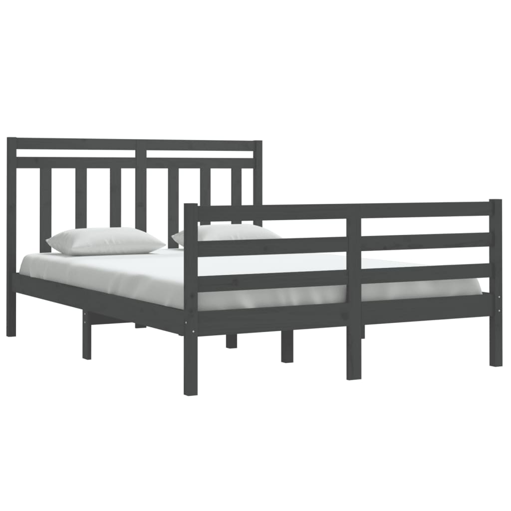 vidaXL Bedframe massief hout grijs 140x200 cm