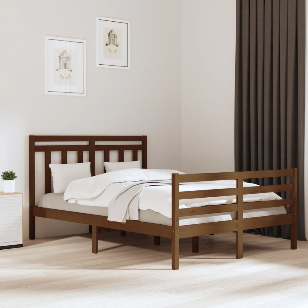 vidaXL Cadru de pat, maro miere, 140×200 cm, lemn masiv