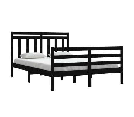 vidaXL Bed Frame without Mattress Black 140x200 cm Solid Wood