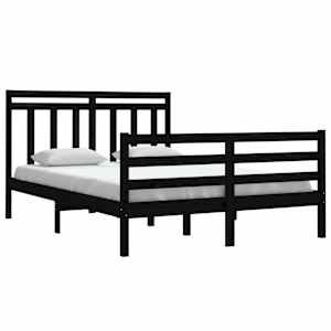 vidaXL Bed Frame without Mattress Black 140x200 cm Solid Wood