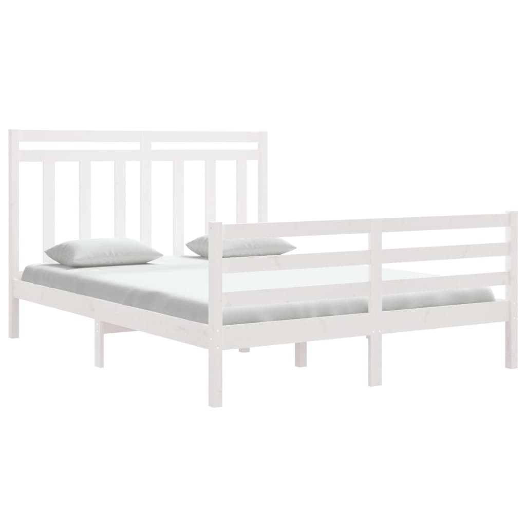 vidaXL Bedframe massief hout wit 150x200 cm 5FT King Size