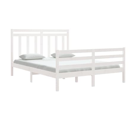 vidaXL Bed Frame without Mattress White 150x200 cm King Size Solid Wood