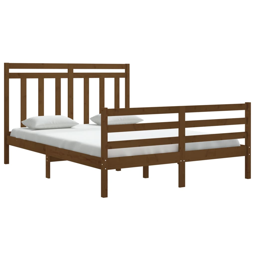 vidaXL Bedframe massief hout honingbruin 150x200 cm 5FT King Size