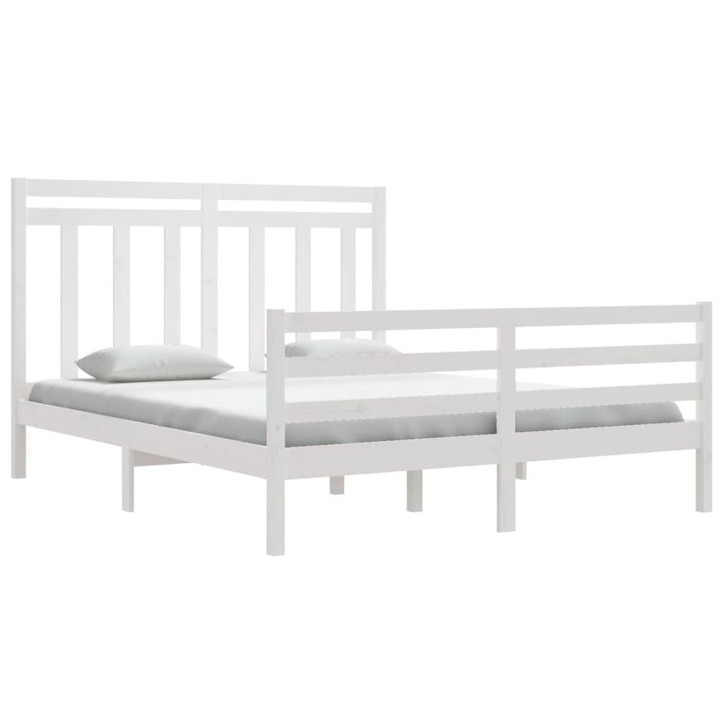 vidaXL Bedframe massief hout wit 160x200 cm afbeelding