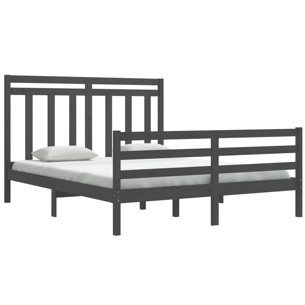 vidaXL Estructura de cama de madera maciza de pino gris 160x200 cm