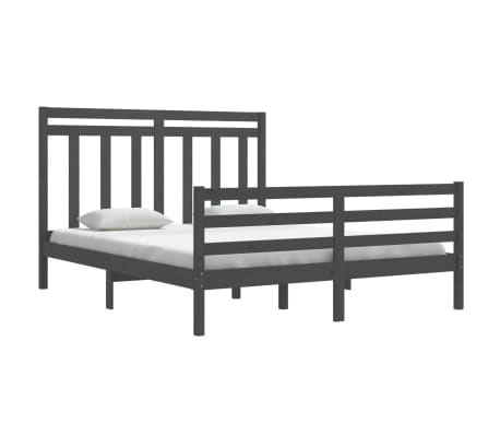 vidaXL Estructura de cama de madera maciza de pino gris 160x200 cm