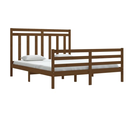 vidaXL R&aacute;m postele medově hněd&yacute; masivn&iacute; dřevo 160 x 200 cm