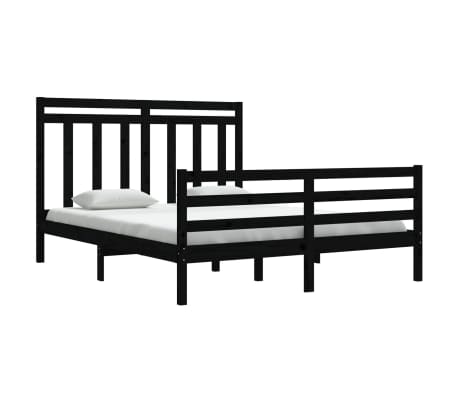 vidaXL Rama ł&oacute;żka, czarna, lite drewno, 160 x 200 cm