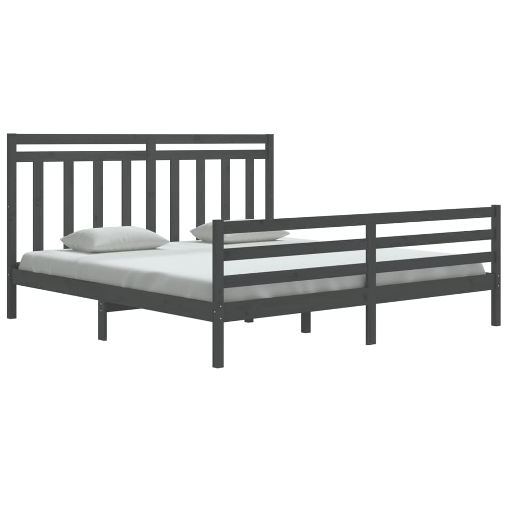 

vidaXL Bedframe massief hout grijs 180x200 cm 6FT Super King