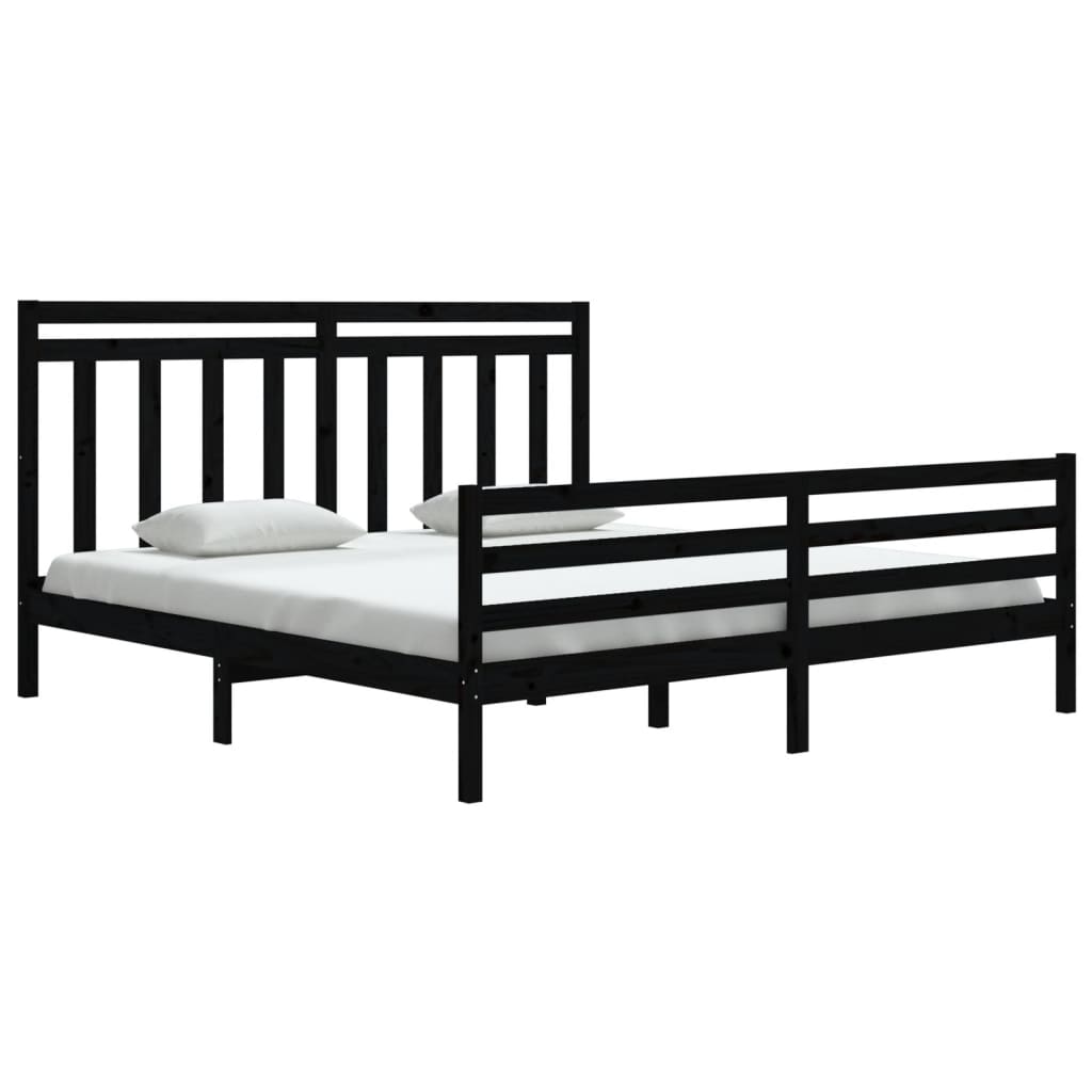 vidaXL Bedframe massief hout zwart 180x200 cm