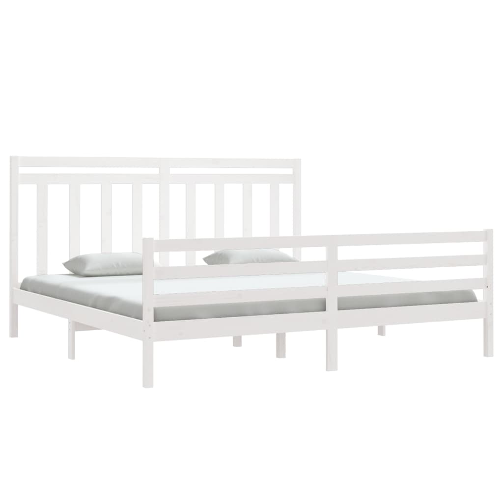 Cadru de pat, alb, 200x200 cm, lemn masiv