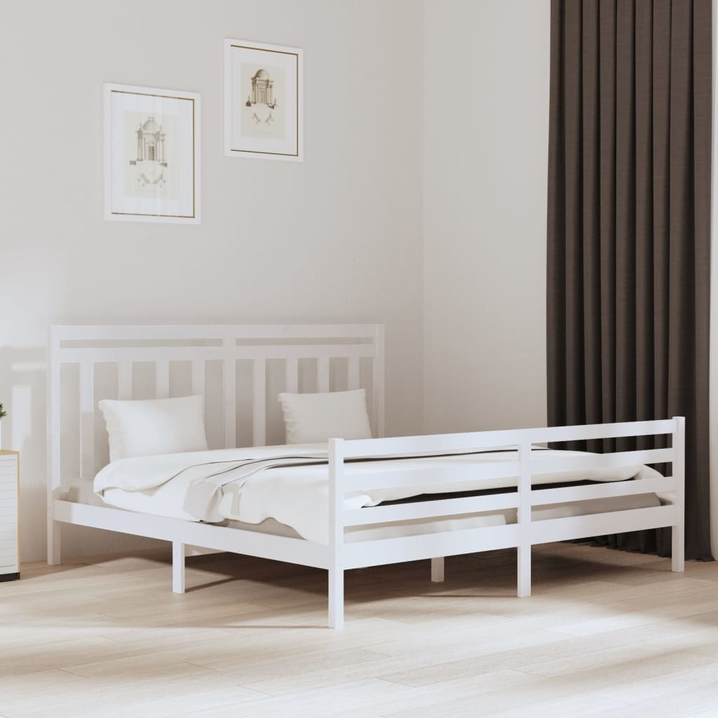 vidaXL Cadre de lit Blanc Bois massif 200x200 cm