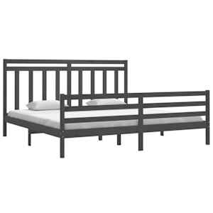 Rám postele šedý masivní dřevo 200 x 200 cm - obrázek 3