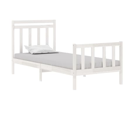vidaXL Lovos rėmas, baltas, 75x190cm, medienos masyvas, vienvietis