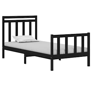 Rám postele černý masivní dřevo 75 x 190 cm malé jednolůžko - obrázek 3
