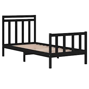 Rám postele černý masivní dřevo 75 x 190 cm malé jednolůžko - obrázek 4