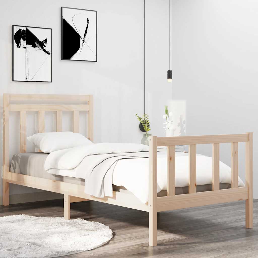 vidaXL Rama ��ka, lite drewno, 90x190 cm, pojedyncza