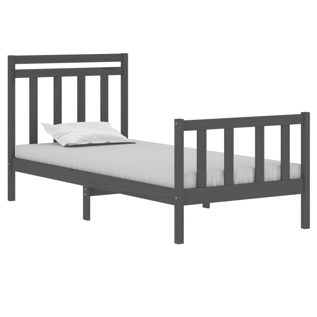 

vidaXL Bedframe massief hout grijs 90x190 cm 3FT Single