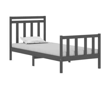 vidaXL Sengeramme grå heltre 90x190 cm Single