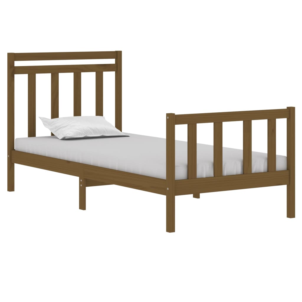 vidaXL Bedframe massief hout honingbruin 90x190 cm 3FT Single