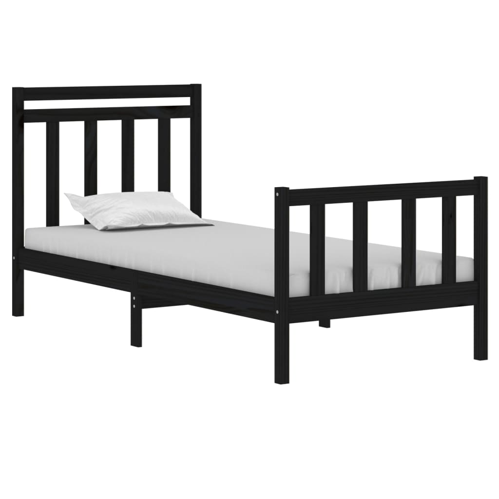 

vidaXL Bedframe massief hout zwart 90x190 cm 3FT Single