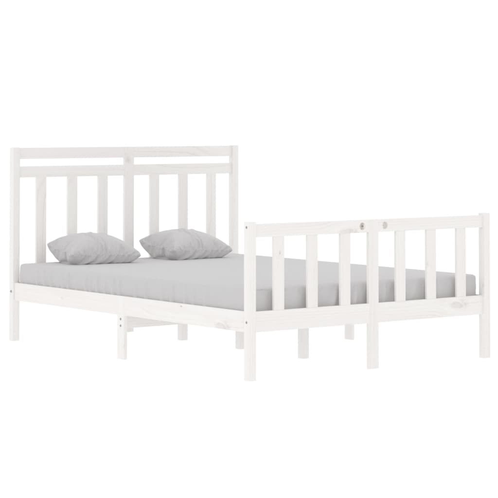 

vidaXL Bedframe massief hout wit 135x190 cm 4FT6 Double