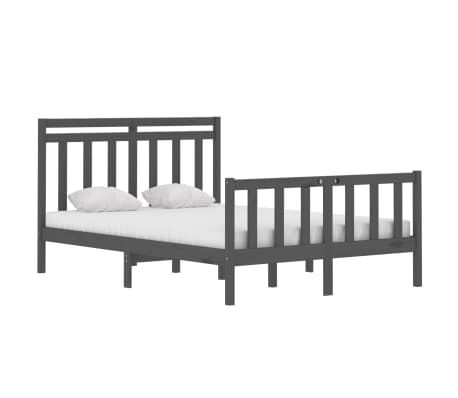 vidaXL Lovos rėmas, pilkos spalvos, 140x190cm, medienos masyvas