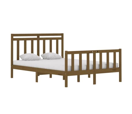 vidaXL Cadre de lit Marron miel Bois massif 140x190 cm