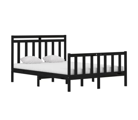 vidaXL Massivholzbett Schwarz 140x190 cm