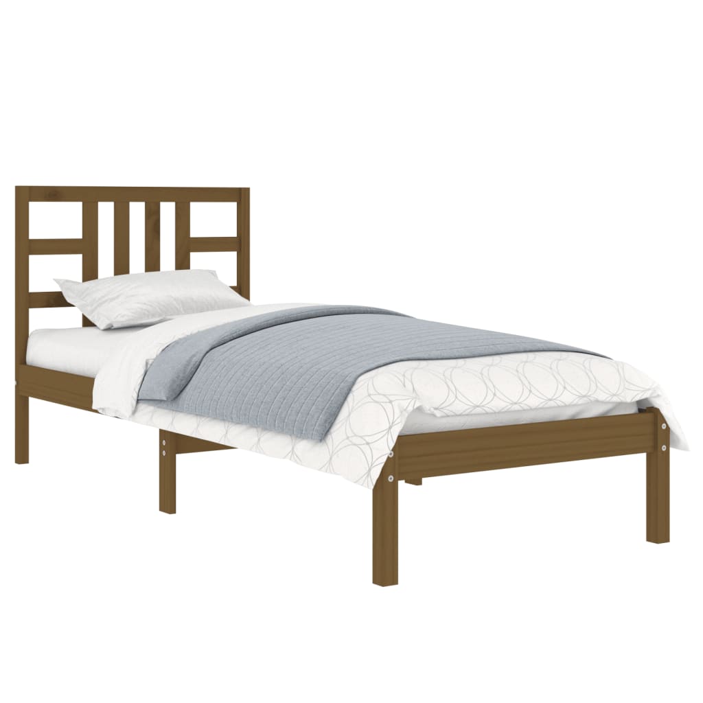 vidaXL Bedframe massief hout honingbruin 75x190 cm 2FT6 Small Single