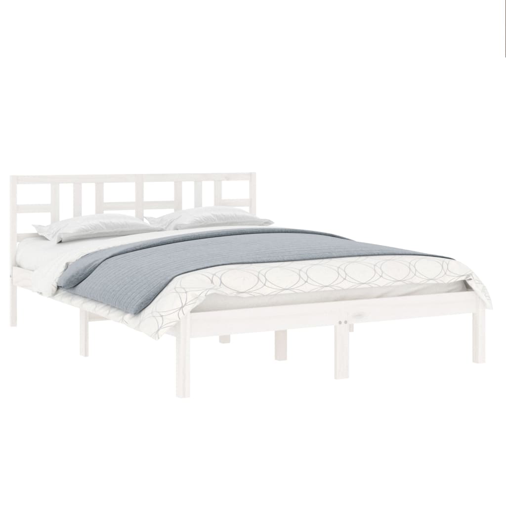 vidaXL Bedframe massief hout wit 120x190 cm afbeelding