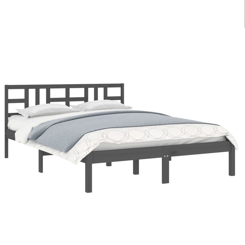 vidaXL Bed Frame Grey Solid Wood 120x190 cm Small Double