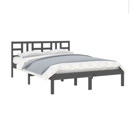 vidaXL Bed Frame Grey Solid Wood 120x190 cm Small Double