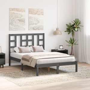 vidaXL Lovos rėmas, pilkas, 120x190cm, medienos masyvas, dvivietis