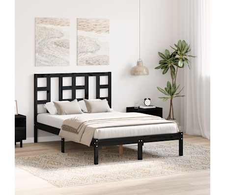 vidaXL Lovos rėmas, juodas, 120x190cm, medienos masyvas, dvivietis