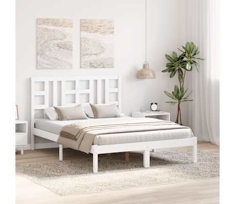 vidaXL Bed Frame without Mattress White 135x190 cm Double Solid Wood