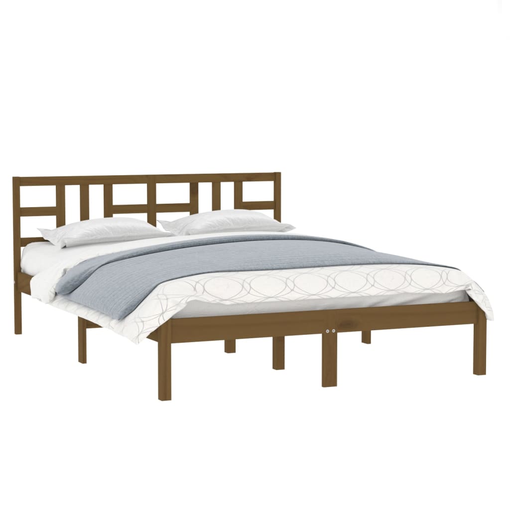 vidaXL Bedframe massief hout honingbruin 135x190 cm 4FT6 Double