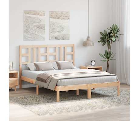 vidaXL Lovos rėmas, 140x190cm, medienos masyvas