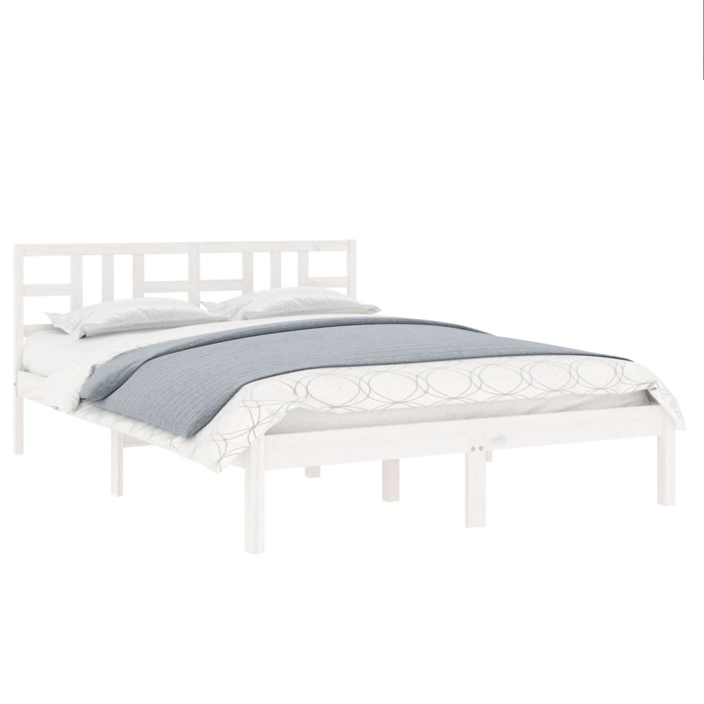 vidaXL Bedframe massief hout wit 140x190 cm afbeelding