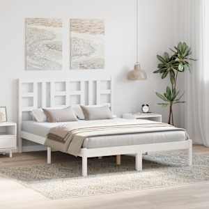 vidaXL Massivholzbett Wei&szlig; 140x190 cm