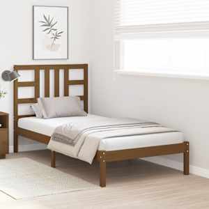 vidaXL Lovos rėmas, medaus rudas, 90x200cm, medienos masyvas