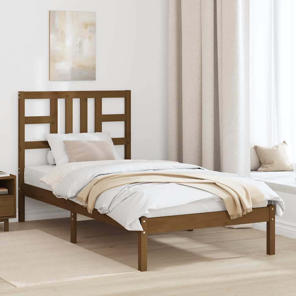 Cadre de lit Marron miel Bois massif 90x200 cm