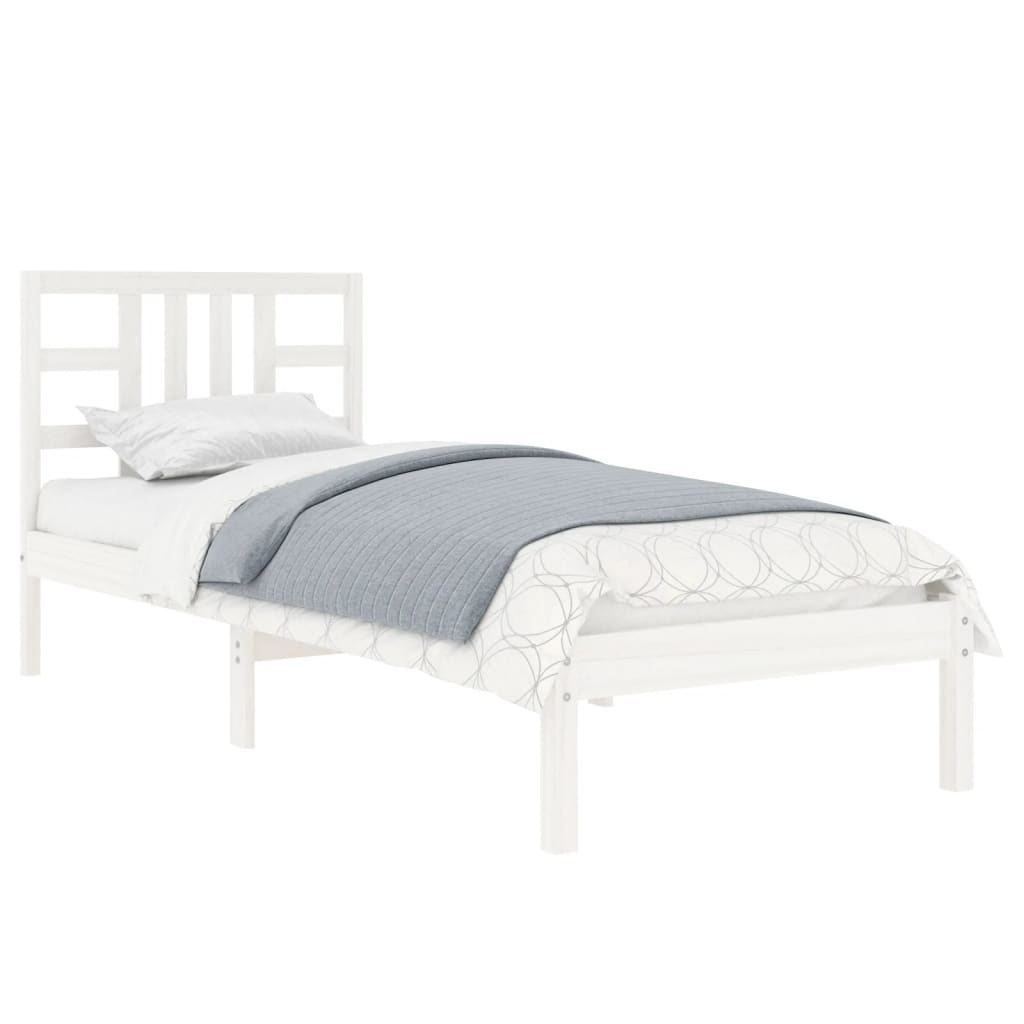 vidaXL Bedframe massief hout wit 100x200 cm afbeelding