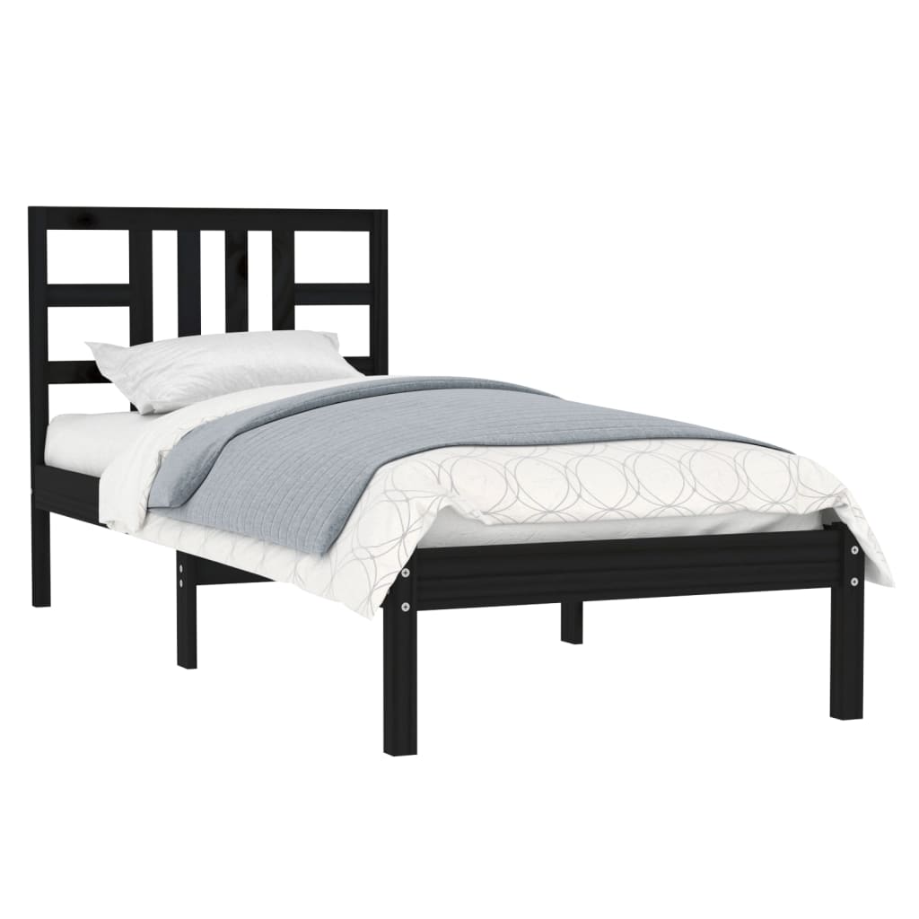 vidaXL Bedframe massief hout zwart 100x200 cm afbeelding