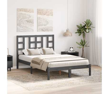 vidaXL Cadru de pat, gri, 120x200 cm, lemn masiv