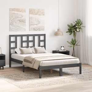 vidaXL Cadru de pat, gri, 120x200 cm, lemn masiv